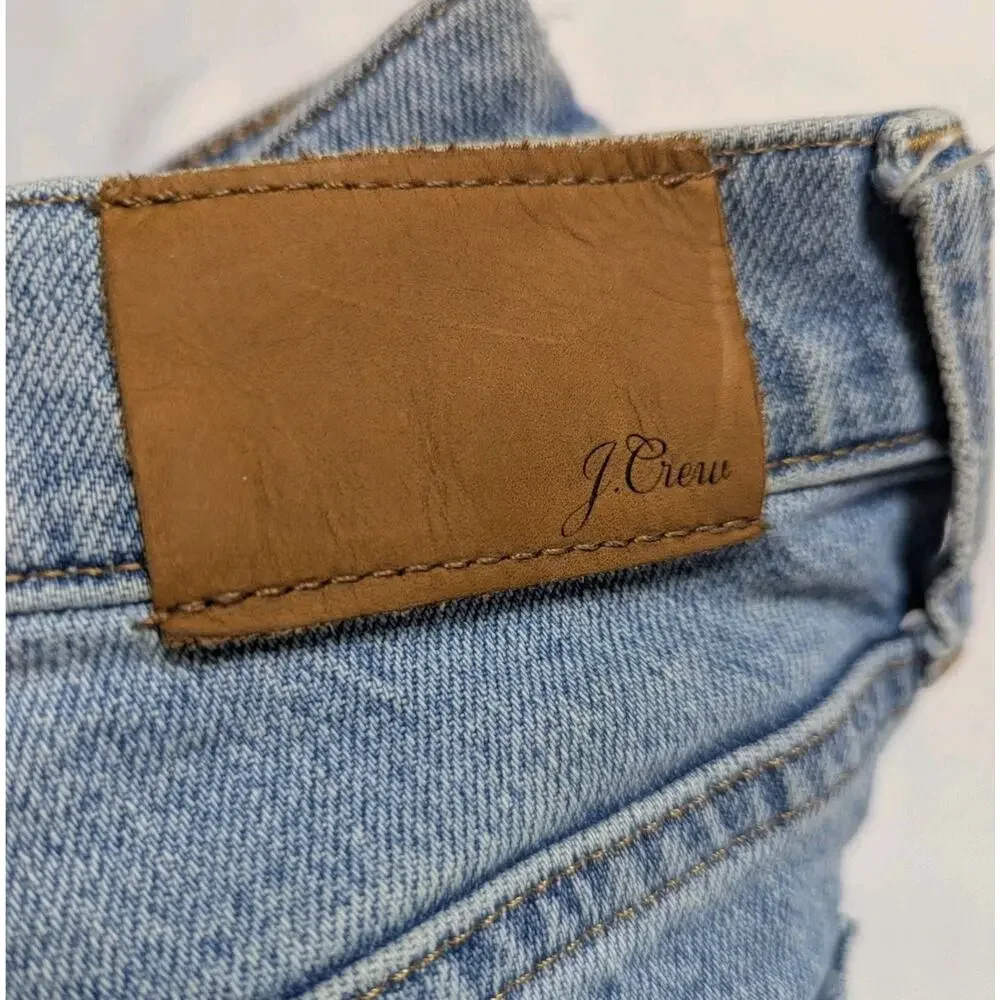 J Crew Jeans Sz 28 Demi Boot Crop Frayed Hem Billie High Rise Denim 10" Light - Picture 3 of 11